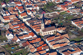 Kirchengebäude der Protestantische Kirche Zeiskam in Zeiskam im Bundesland Rheinland-Pfalz, Deutschland