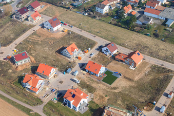 Neubaugebiet unteres Rappenfeld im Ortsteil Mörlheim in Landau in der Pfalz im Bundesland Rheinland-Pfalz, Deutschland von oben gesehen