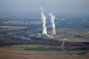 Philippsburg im Bundesland Baden-Württemberg, Deutschland aus der Luft