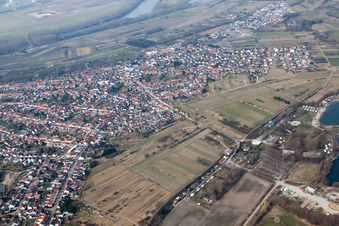 Drohnenaufname von Ortsteil Oberhausen in Oberhausen-Rheinhausen im Bundesland Baden-Württemberg, Deutschland