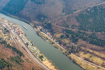 Luftbild von Neckarhausen, Campingplatz Hessisches Neckartal in Neckarsteinach im Bundesland Hessen, Deutschland