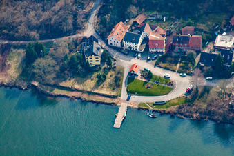 Luftbild von Neckarhäuserhof, Fähre über den Neckar nach Neckarhausen im Ortsteil Mückenloch in Neckargemünd im Bundesland Baden-Württemberg, Deutschland