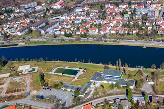 Badezentrum in der Au im Ortsteil Neckarwimmersbach in Eberbach im Bundesland Baden-Württemberg, Deutschland