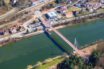 Luftbild von Nekarbrücke Zwingenberg im Bundesland Baden-Württemberg, Deutschland