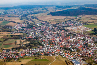 Luftbild von Ortsteil Jöhlingen in Walzbachtal im Bundesland Baden-Württemberg, Deutschland