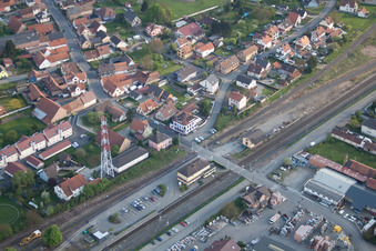 Rœschwoog im Bundesland Bas-Rhin, Frankreich vom Flugzeug aus