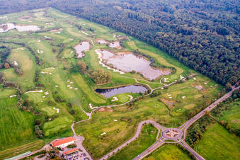 Drohnenaufname von Golfclub Landgut Dreihof SÜW in Essingen im Bundesland Rheinland-Pfalz, Deutschland