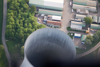 Philippsburg im Bundesland Baden-Württemberg, Deutschland vom Flugzeug aus