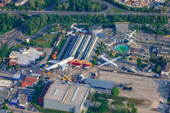 Technik Museum Speyer im Bundesland Rheinland-Pfalz, Deutschland aus der Drohnenperspektive