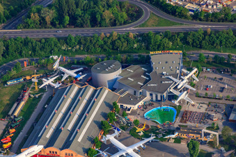 Technik Museum Speyer im Bundesland Rheinland-Pfalz, Deutschland von der Drohne aus gesehen