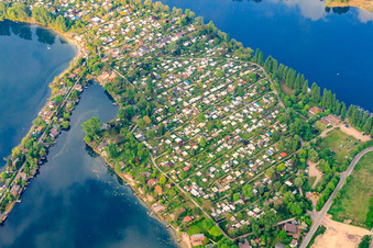 Blaue Adria, Schwanenweiher Bucht in Altrip im Bundesland Rheinland-Pfalz, Deutschland