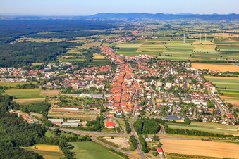 Luftbild von Stadt von Osten in Kandel im Bundesland Rheinland-Pfalz, Deutschland