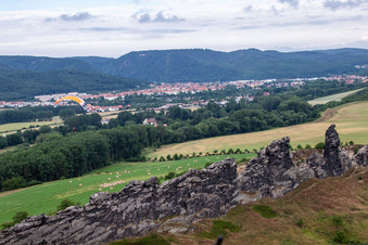 Drohnenaufname von Teufelsmauer (Königsstein) im Ortsteil Weddersleben in Thale im Bundesland Sachsen-Anhalt, Deutschland