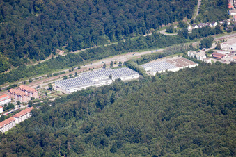 Schrägluftbild von Spinnerei in Ettlingen im Bundesland Baden-Württemberg, Deutschland