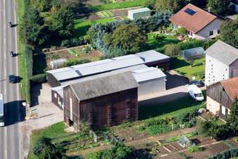 Schrägluftbild von Brehmstr im Ortsteil Minderslachen in Kandel im Bundesland Rheinland-Pfalz, Deutschland