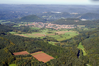Busenberg aus Südosten im Bundesland Rheinland-Pfalz, Deutschland