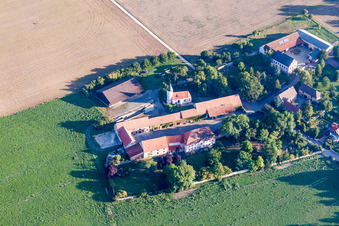 Kirchengebäude der Protestantischen Martinskirche in Quirnheim im Bundesland Rheinland-Pfalz, Deutschland