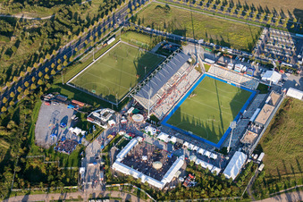 Santander FohlenCampus auf dem Sportstätten-Gelände der Arena des Stadion BORUSSIA-PARK in Mönchengladbach im Ortsteil Rheindahlen-Land im Bundesland Nordrhein-Westfalen, Deutschland