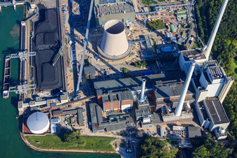 Rheinhafen-Dampfkraftwerk der ENBW im Ortsteil Daxlanden in Karlsruhe im Bundesland Baden-Württemberg, Deutschland aus der Luft betrachtet