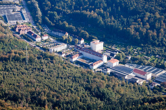 Spinnerei in Ettlingen im Bundesland Baden-Württemberg, Deutschland aus der Luft