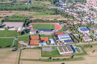 Ensemble der Sportplatzanlagen TC Langensteinbach im Ortsteil Langensteinbach in Karlsbad im Bundesland Baden-Württemberg, Deutschland