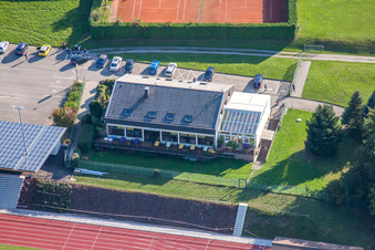 Restaurant Wagenburg auf dem Sportgelände des SV 1899 Langensteinbach eV in Karlsbad im Bundesland Baden-Württemberg, Deutschland