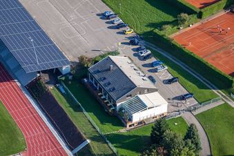 Luftbild von Sportgelände des SV-1899 eV Langensteinbach in Karlsbad im Bundesland Baden-Württemberg, Deutschland
