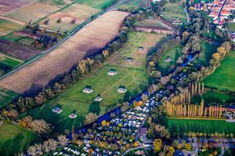 Luftaufnahme von Straussenfarm Mhou in Rülzheim im Bundesland Rheinland-Pfalz, Deutschland