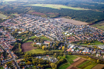 Stadtansicht von Südosten in Bellheim im Bundesland Rheinland-Pfalz, Deutschland