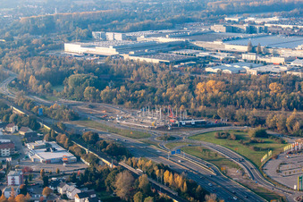 Luftbild von Maximiliansau, Maximiliancenter in Wörth am Rhein im Bundesland Rheinland-Pfalz, Deutschland