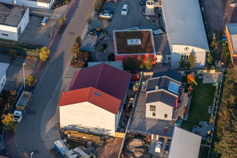 Gewerbegebiet Mittelwegring in Jockgrim im Bundesland Rheinland-Pfalz, Deutschland vom Flugzeug aus