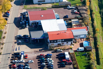 Luftbild von Hauptstraße Autohaus Walter in Steinweiler im Bundesland Rheinland-Pfalz, Deutschland