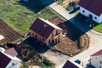 Neubaugebiet Brotäcker in Steinweiler im Bundesland Rheinland-Pfalz, Deutschland aus der Luft