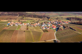 Dorf-Panorama aus Süden in Hergersweiler im Bundesland Rheinland-Pfalz, Deutschland