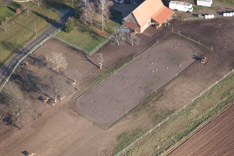 Schrägluftbild von Seebach im Bundesland Bas-Rhin, Frankreich