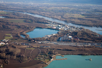 Lauterbourg, Hafen im Bundesland Bas-Rhin, Frankreich aus der Vogelperspektive