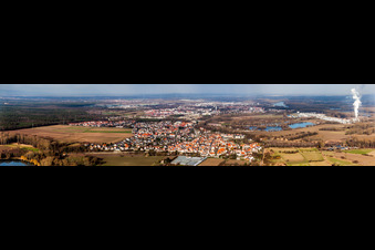 Panorama - Perspektive Ortsansicht der Straßen und Häuser der Wohngebiete im Ortsteil Sondernheim in Germersheim im Bundesland Rheinland-Pfalz, Deutschland