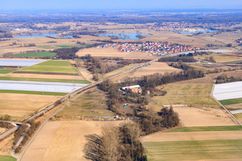 Wanzheimer Mühle in Rheinzabern im Bundesland Rheinland-Pfalz, Deutschland aus der Luft