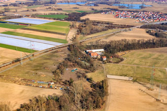 Drohnenaufname von Wanzheimer Mühle in Rheinzabern im Bundesland Rheinland-Pfalz, Deutschland