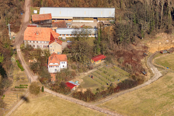 Wanzheimer Mühle in Rheinzabern im Bundesland Rheinland-Pfalz, Deutschland von einer Drohne aus