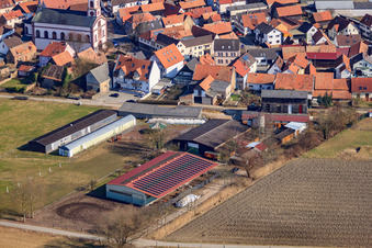 Luftbild von Landwirtschaftliche Gebäude am Oberdorf in Rheinzabern im Bundesland Rheinland-Pfalz, Deutschland