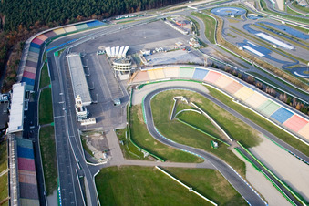 Luftbild von Rennstrecke der Rennbahn Hockenheimring Baden-Württemberg in Hockenheim, Deutschland