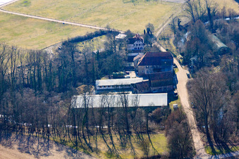 Schrägluftbild von Wanzheimer Mühle in Rheinzabern im Bundesland Rheinland-Pfalz, Deutschland