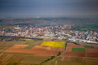 Grünstadt von Süden im Bundesland Rheinland-Pfalz, Deutschland