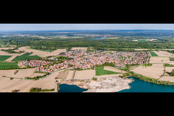 Panorama Perspektive der Ortsansicht der Straßen und Häuser der Wohngebiete in Leimersheim im Bundesland Rheinland-Pfalz, Deutschland