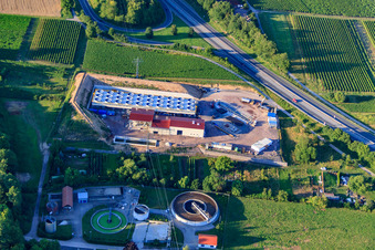 Drohnenaufname von Geothermieanlage der Pfalzwerke geofuture GmbH bei Insheim an der A65 im Bundesland Rheinland-Pfalz, Deutschland