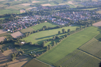 Ortsteil Billigheim in Billigheim-Ingenheim im Bundesland Rheinland-Pfalz, Deutschland vom Flugzeug aus