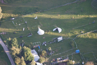 Drohnenaufname von Ortsteil Billigheim in Billigheim-Ingenheim im Bundesland Rheinland-Pfalz, Deutschland
