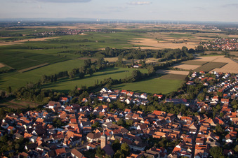 Ortsteil Billigheim in Billigheim-Ingenheim im Bundesland Rheinland-Pfalz, Deutschland von einer Drohne aus