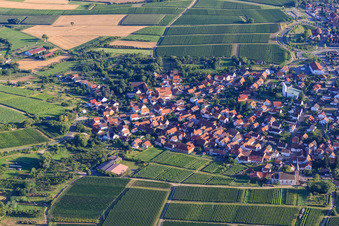 Luftbild von Winzerort aus Norden im Ortsteil Rechtenbach in Schweigen-Rechtenbach im Bundesland Rheinland-Pfalz, Deutschland